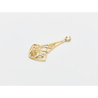 10K Yellow Gold Art Deco Diamond Pendant Charm
