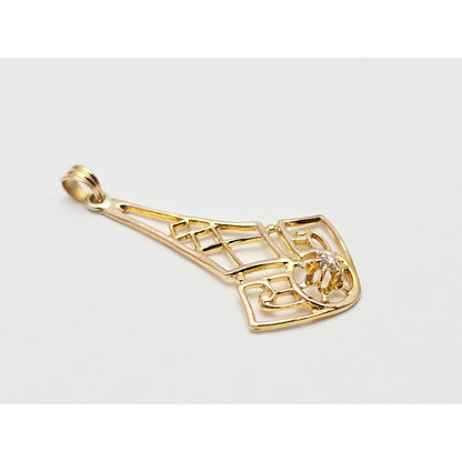 10K Yellow Gold Art Deco Diamond Pendant Charm