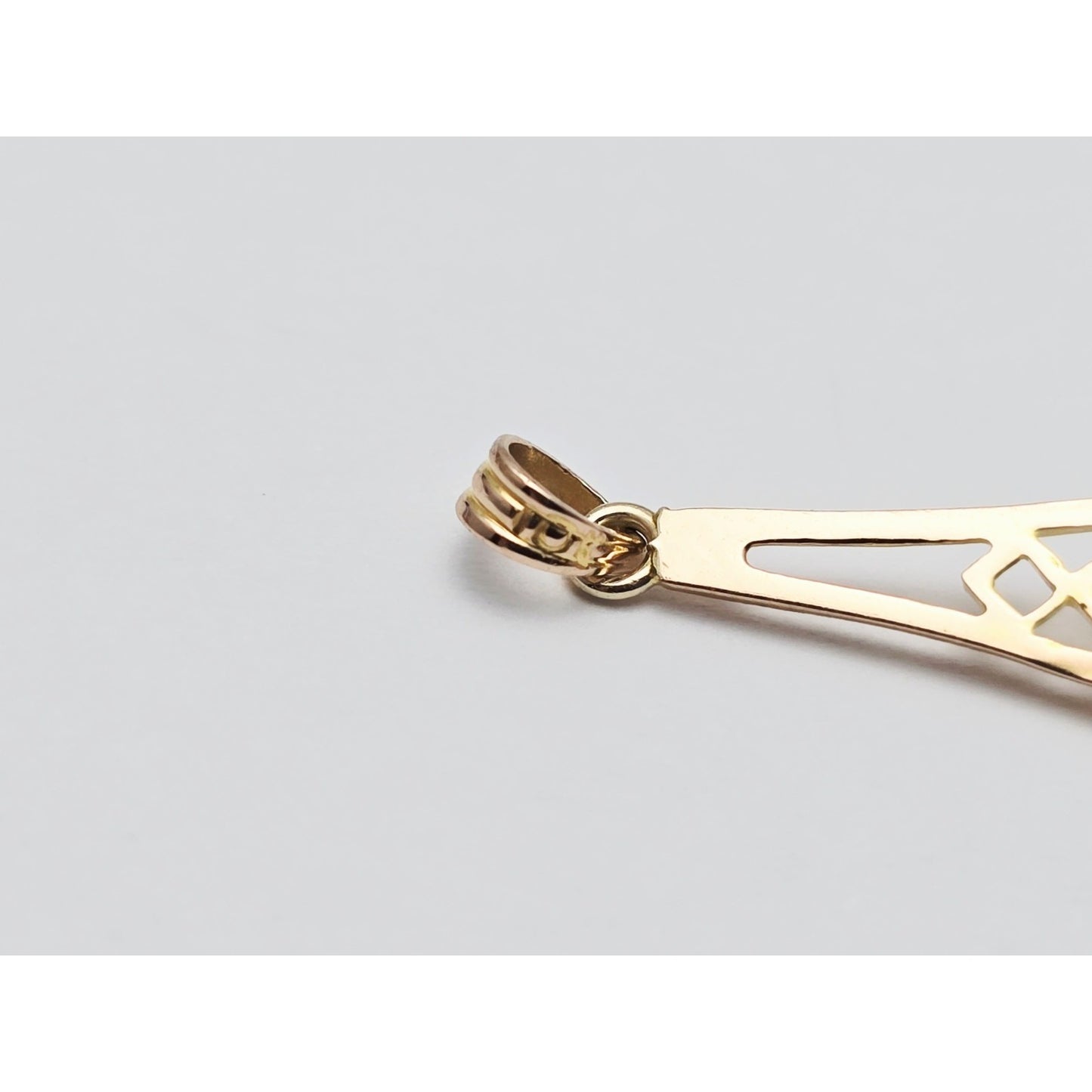 10K Yellow Gold Art Deco Diamond Pendant Charm