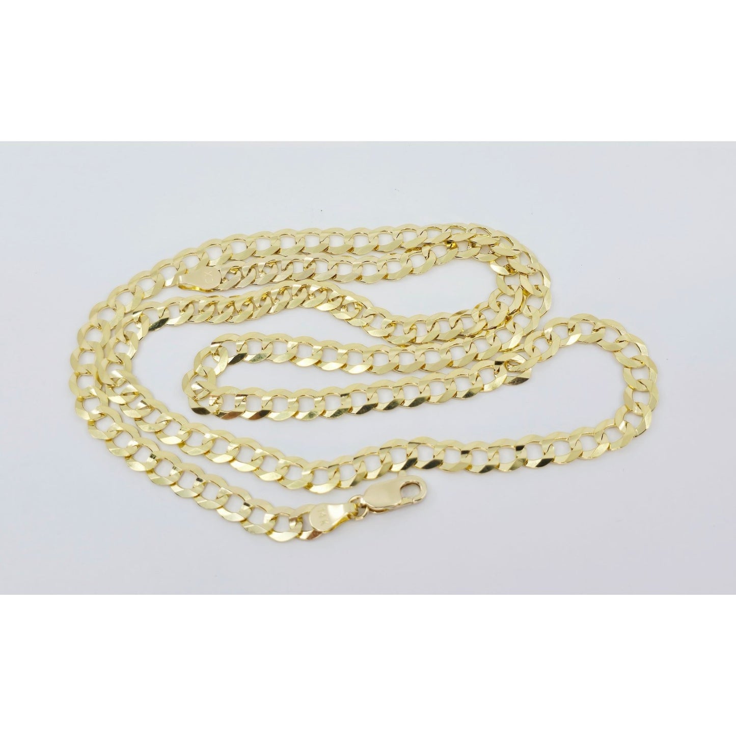 14K Yellow Gold Flat Cuban Link Chain Necklace