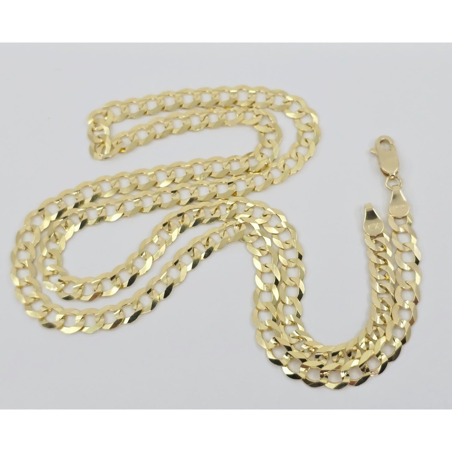 14K Yellow Gold Flat Cuban Link Chain Necklace