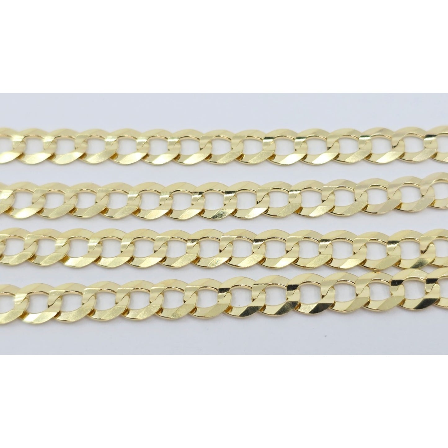 14K Yellow Gold Flat Cuban Link Chain Necklace