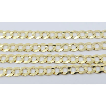 14K Yellow Gold Flat Cuban Link Chain Necklace