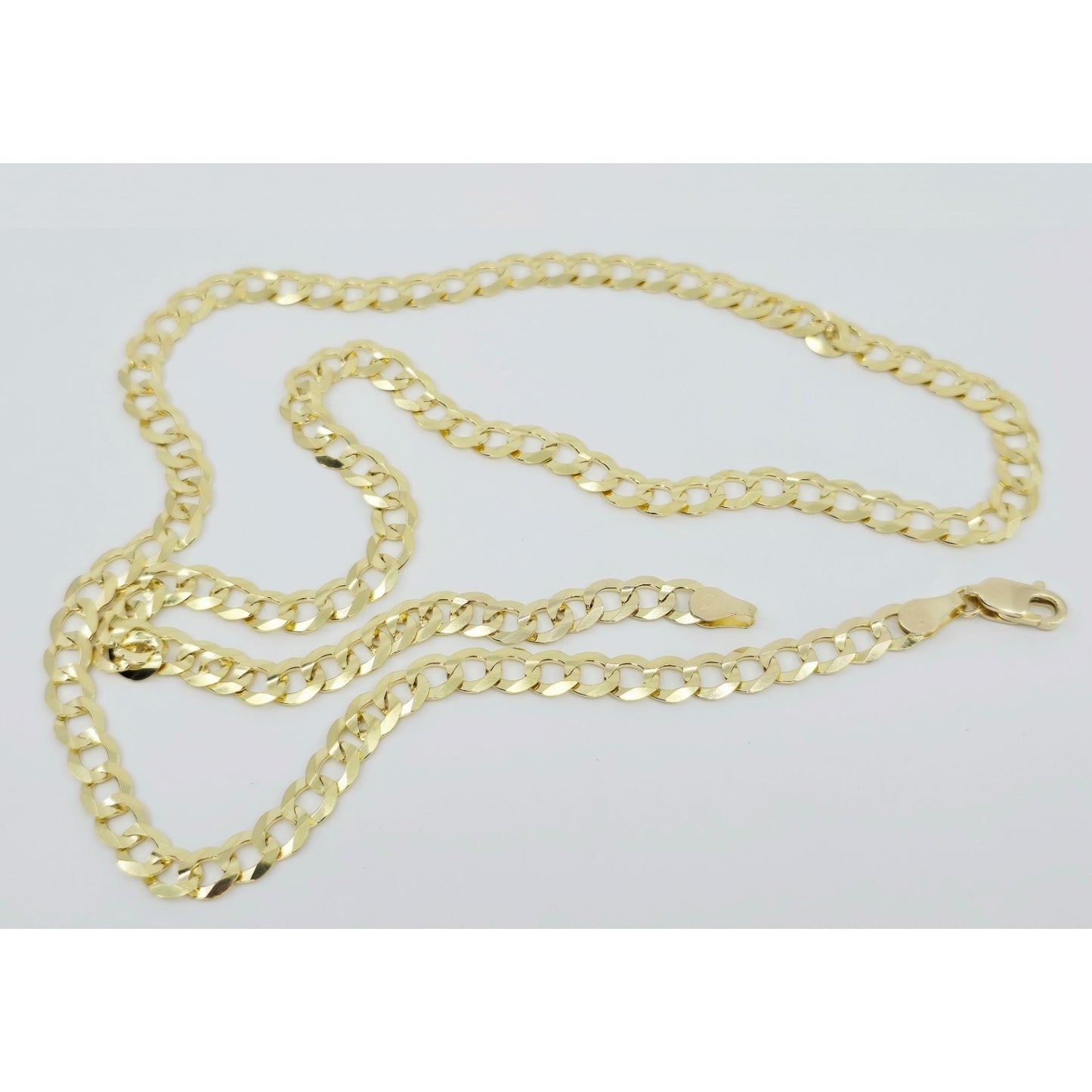 14K Yellow Gold Flat Cuban Link Chain Necklace