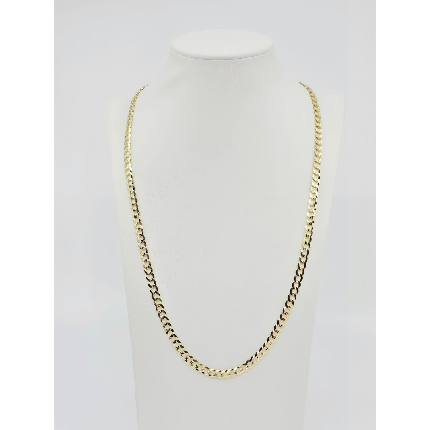 14K Yellow Gold Flat Cuban Link Chain Necklace