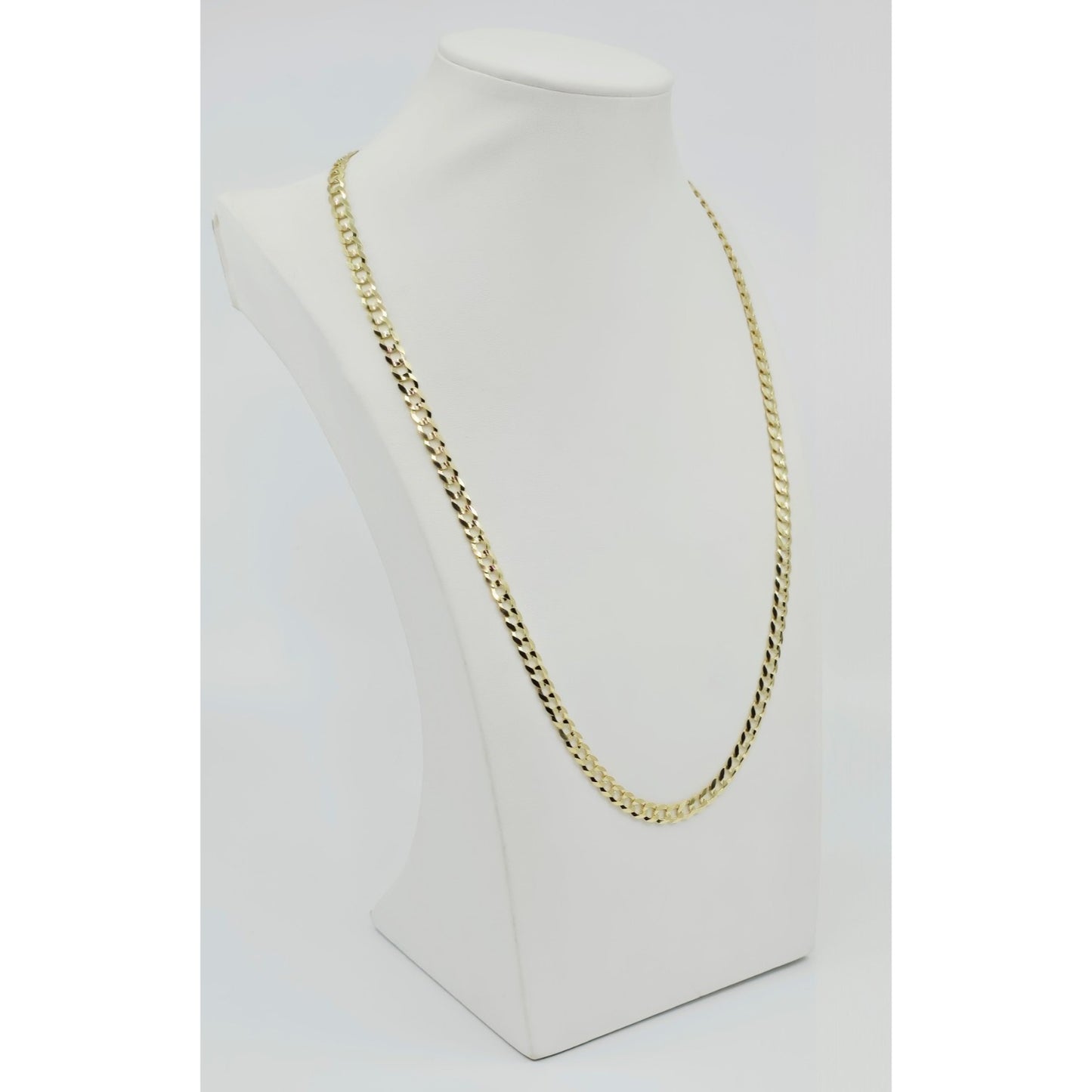 14K Yellow Gold Flat Cuban Link Chain Necklace