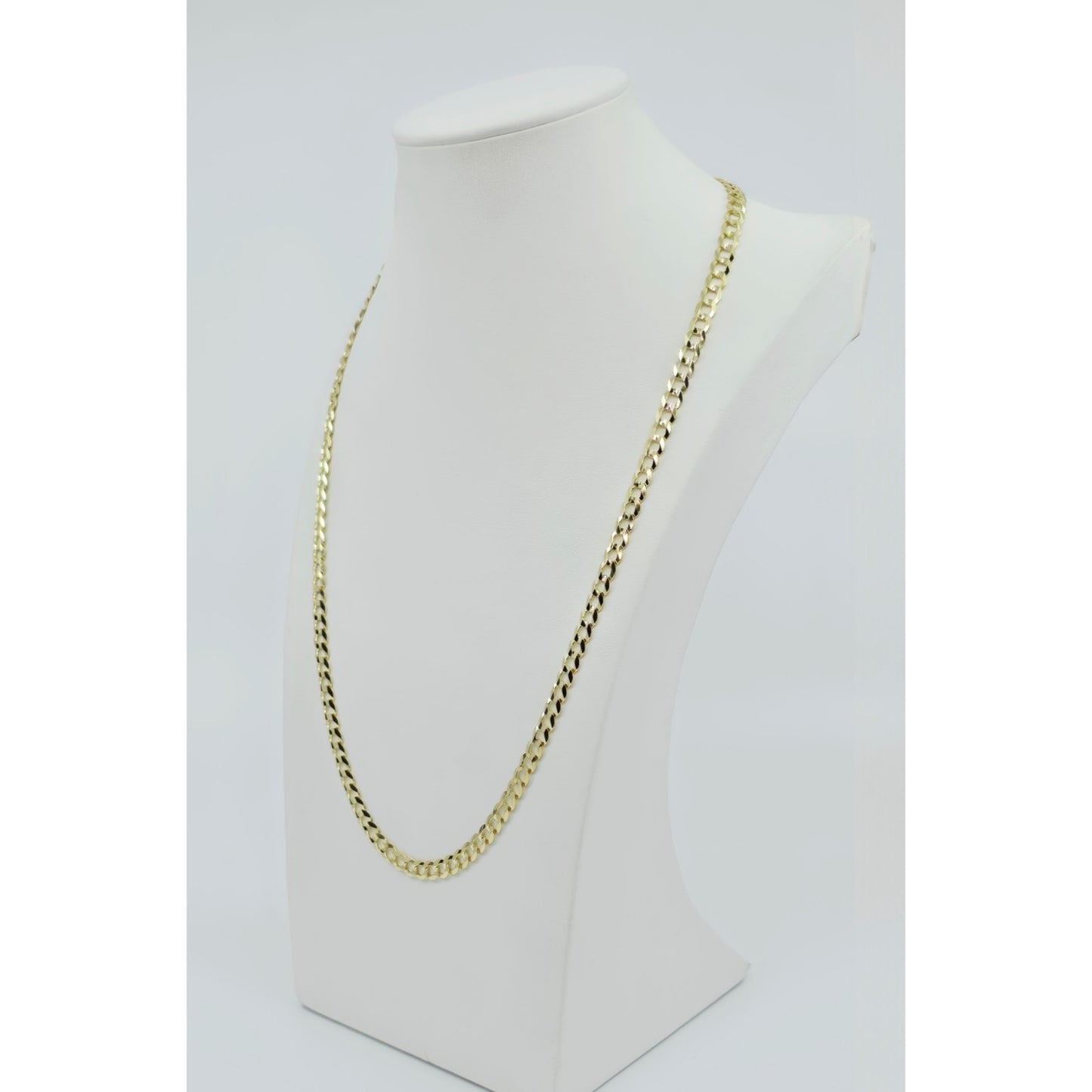 14K Yellow Gold Flat Cuban Link Chain Necklace