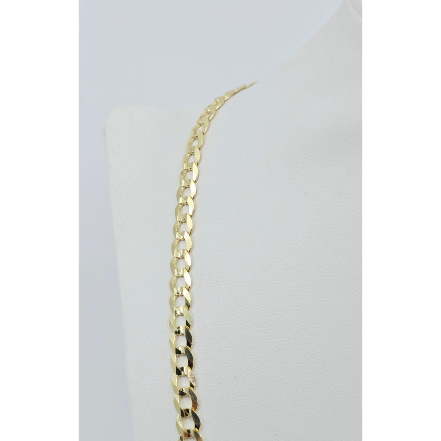 14K Yellow Gold Flat Cuban Link Chain Necklace