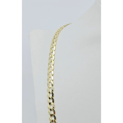 14K Yellow Gold Flat Cuban Link Chain Necklace