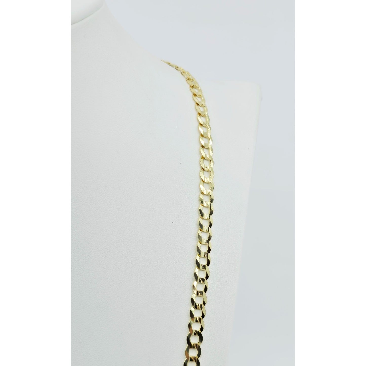 14K Yellow Gold Flat Cuban Link Chain Necklace