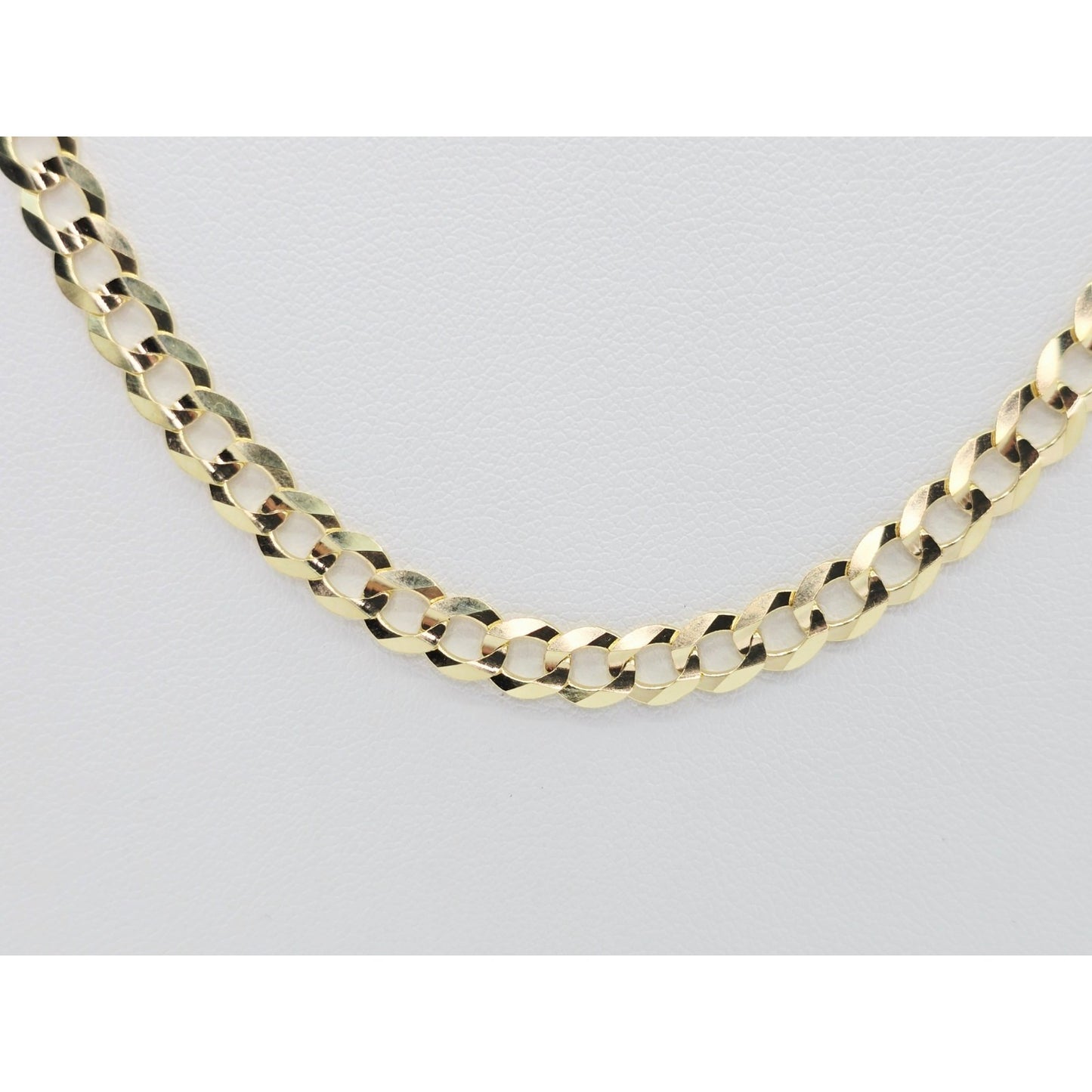 14K Yellow Gold Flat Cuban Link Chain Necklace