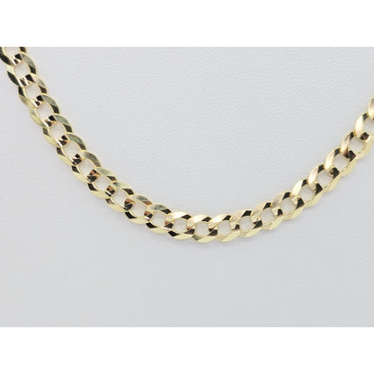 14K Yellow Gold Flat Cuban Link Chain Necklace