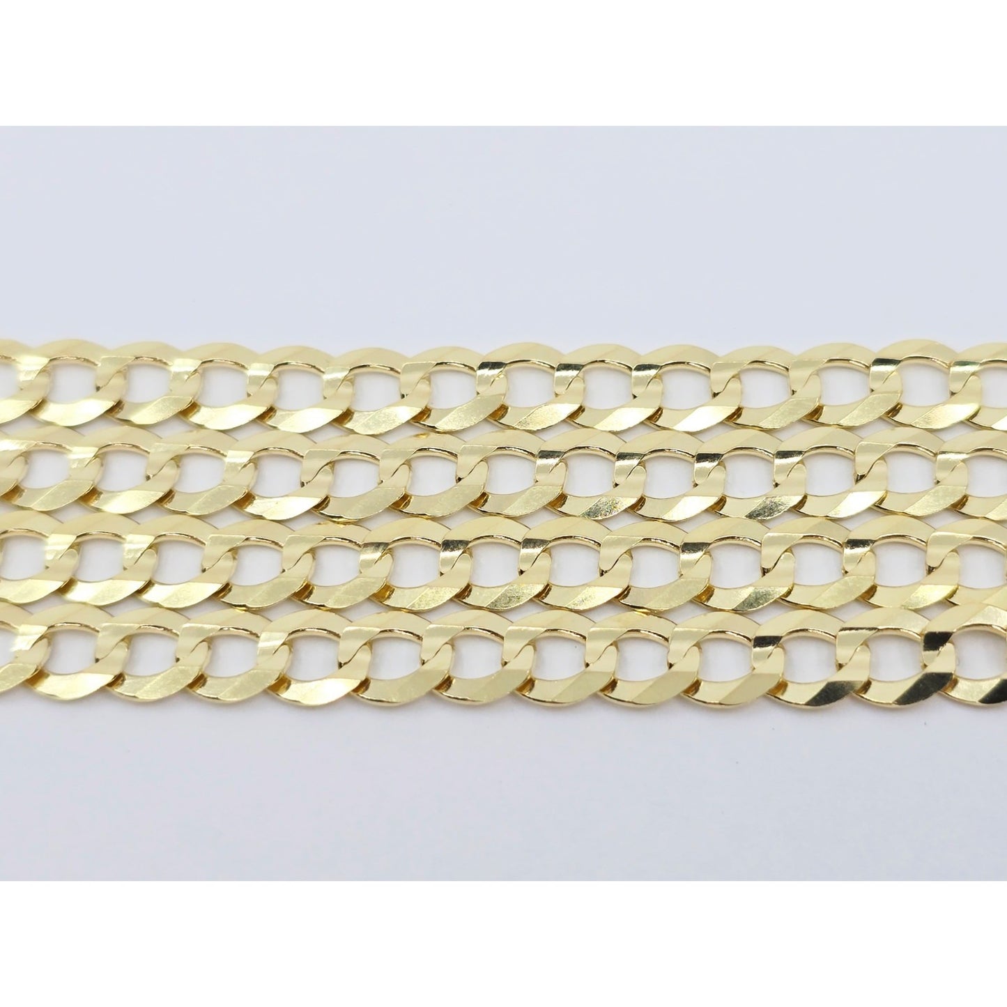 14K Yellow Gold Flat Cuban Link Chain Necklace