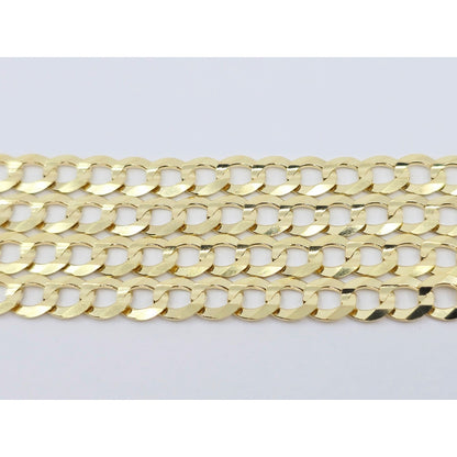 14K Yellow Gold Flat Cuban Link Chain Necklace