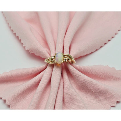 14K Yellow Gold Fire Opal & Diamond Ring