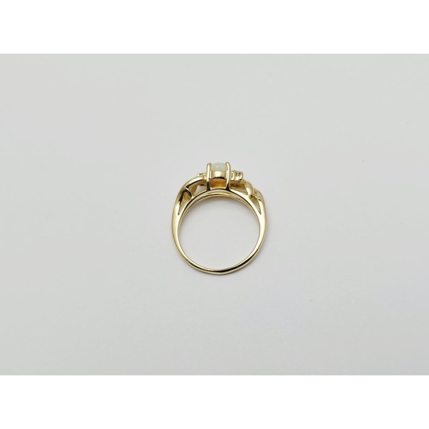 14K Yellow Gold Fire Opal & Diamond Ring