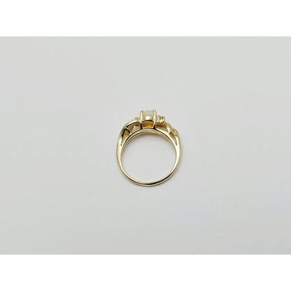 14K Yellow Gold Fire Opal & Diamond Ring