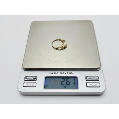 14K Yellow Gold Fire Opal & Diamond Ring