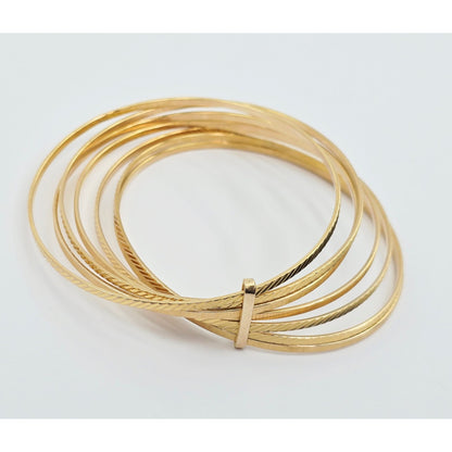 18K Yellow Gold Gold 7 Day Semanario Bangle Bracelet