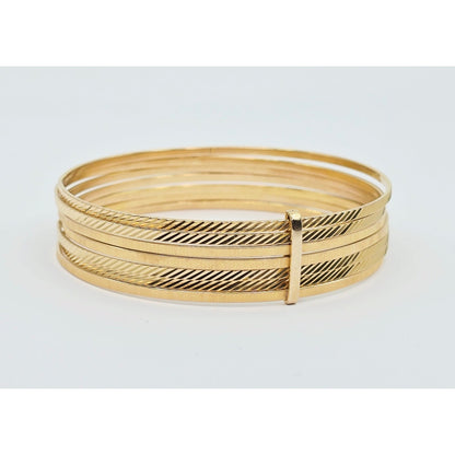 18K Yellow Gold Gold 7 Day Semanario Bangle Bracelet