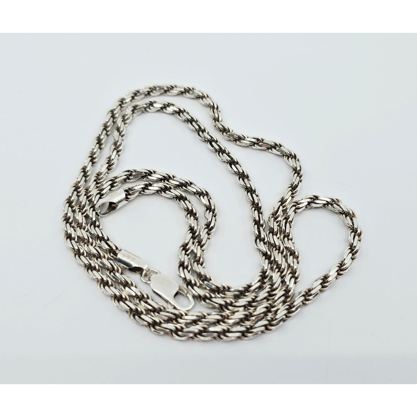 Solid 925 Sterling Silver Rope Chain Necklace