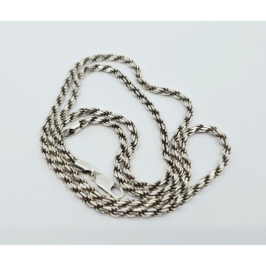 Solid 925 Sterling Silver Rope Chain Necklace