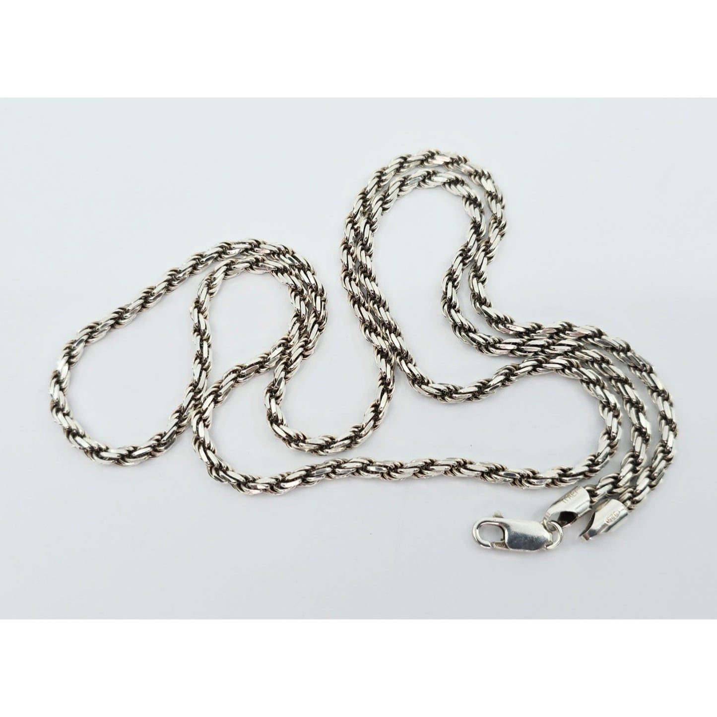 Solid 925 Sterling Silver Rope Chain Necklace