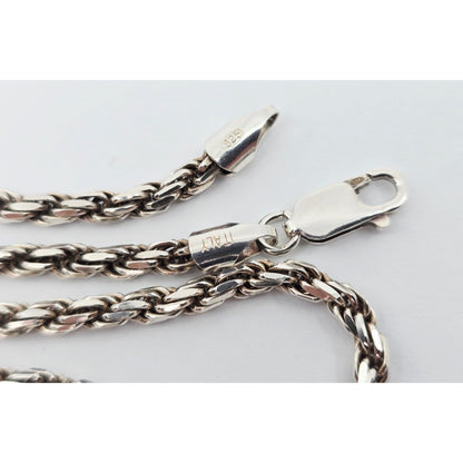 Solid 925 Sterling Silver Rope Chain Necklace