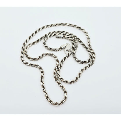 Solid 925 Sterling Silver Rope Chain Necklace
