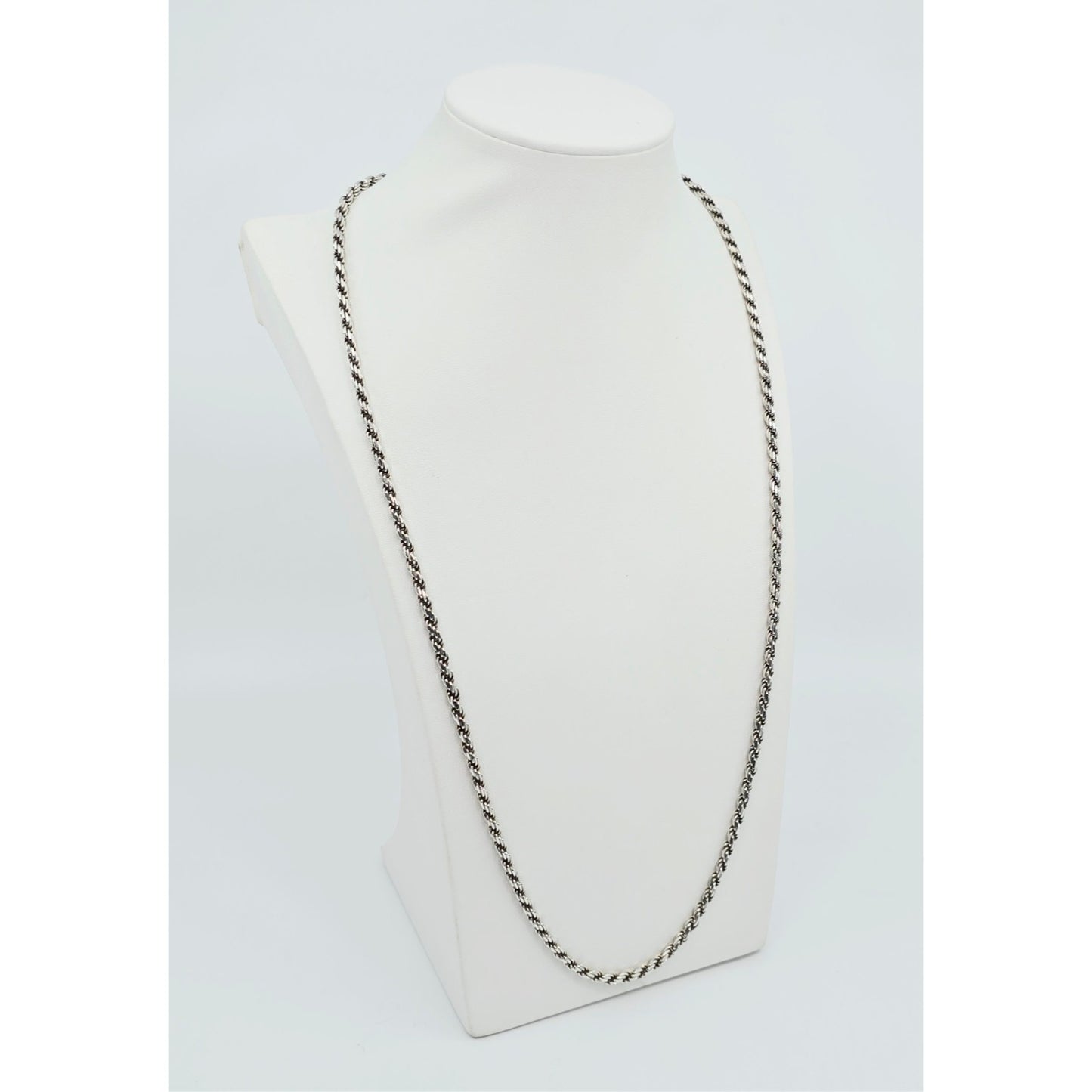 Solid 925 Sterling Silver Rope Chain Necklace