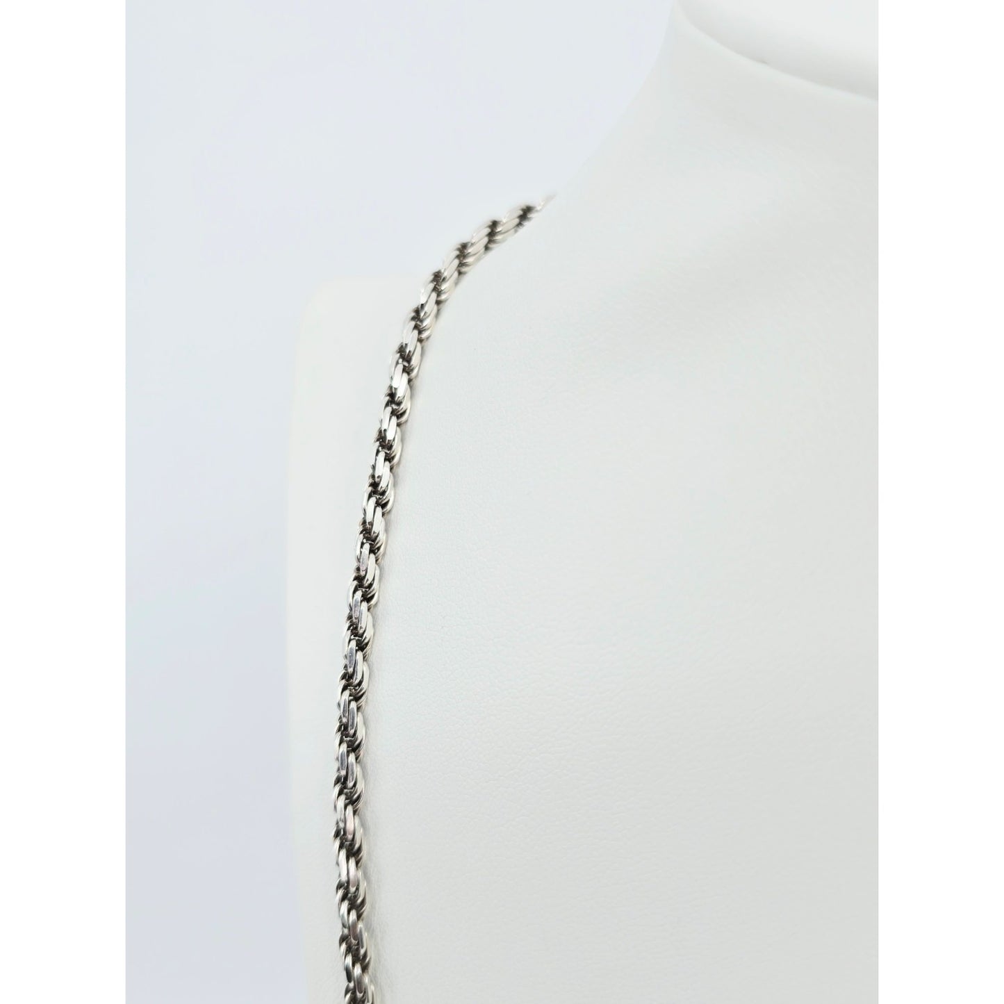 Solid 925 Sterling Silver Rope Chain Necklace