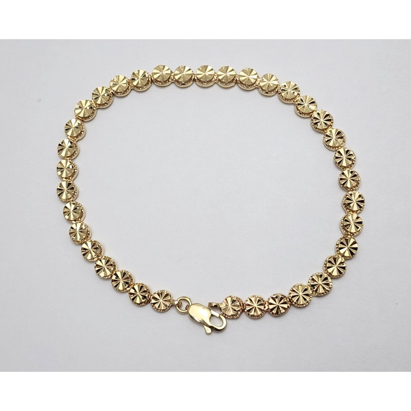 Beverly Hills Gold 14K Yellow Gold Diamond Cut Tennis Link Bracelet