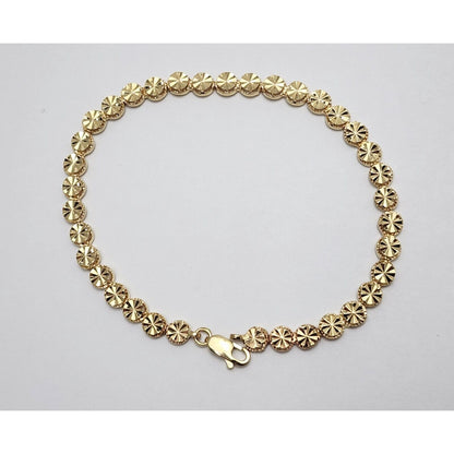 Beverly Hills Gold 14K Yellow Gold Diamond Cut Tennis Link Bracelet