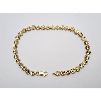 Beverly Hills Gold 14K Yellow Gold Diamond Cut Tennis Link Bracelet