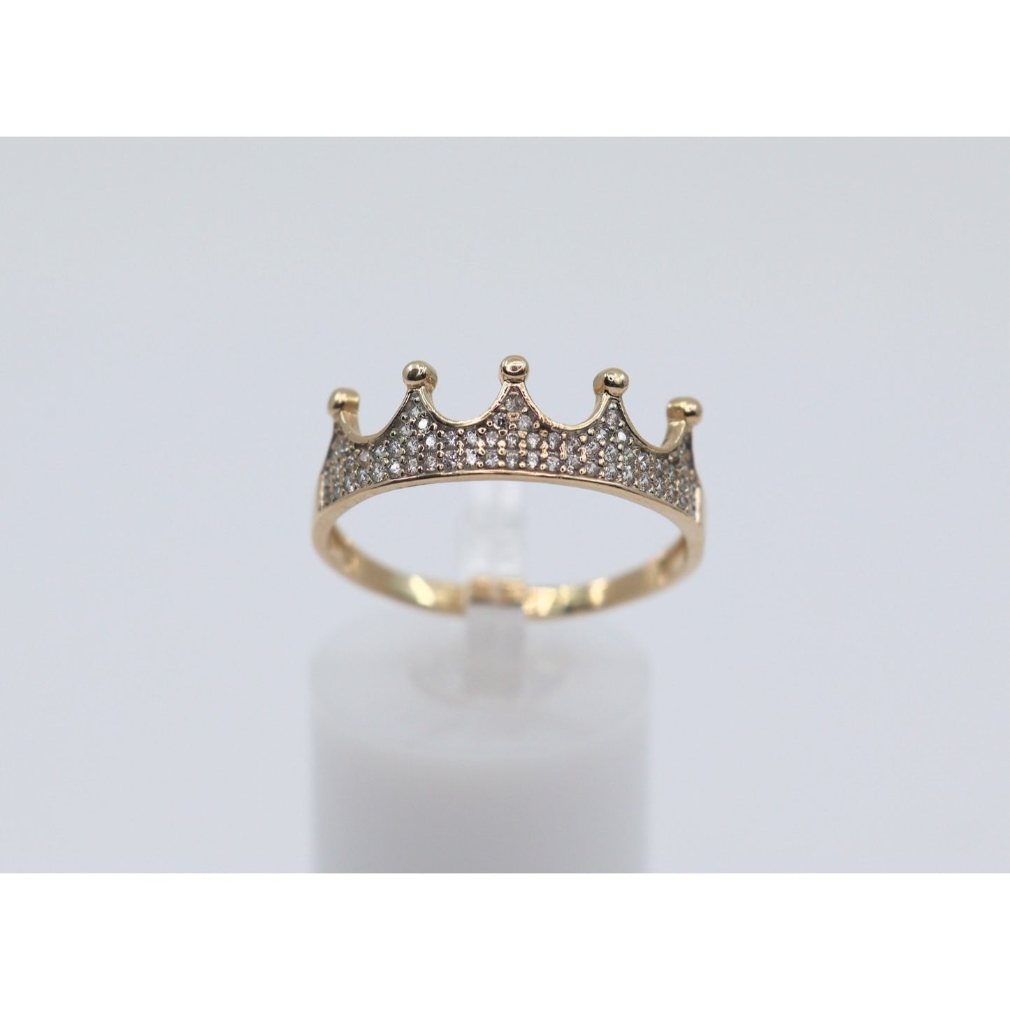 14K Yellow Gold Crown Tiara CZ Ring