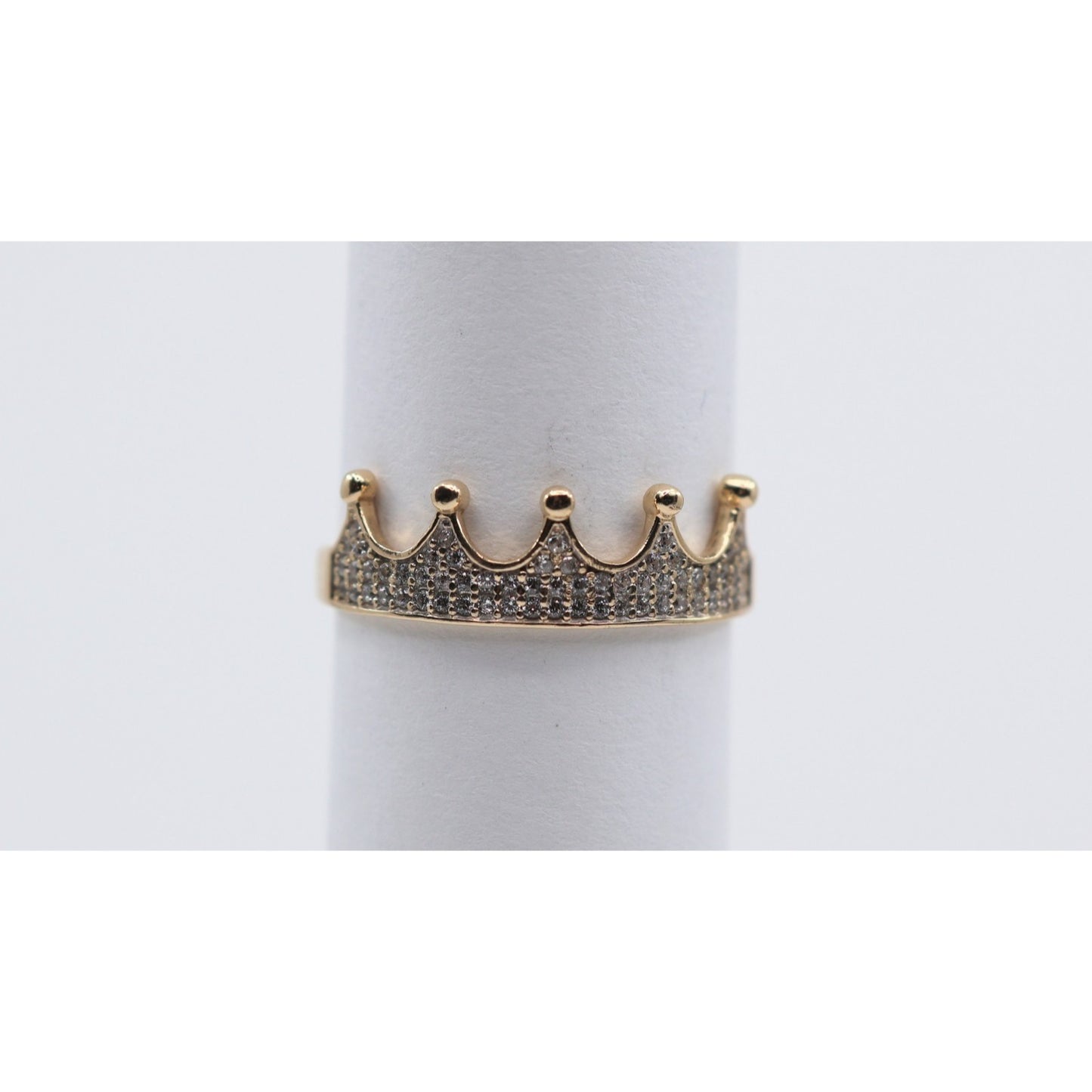 14K Yellow Gold Crown Tiara CZ Ring