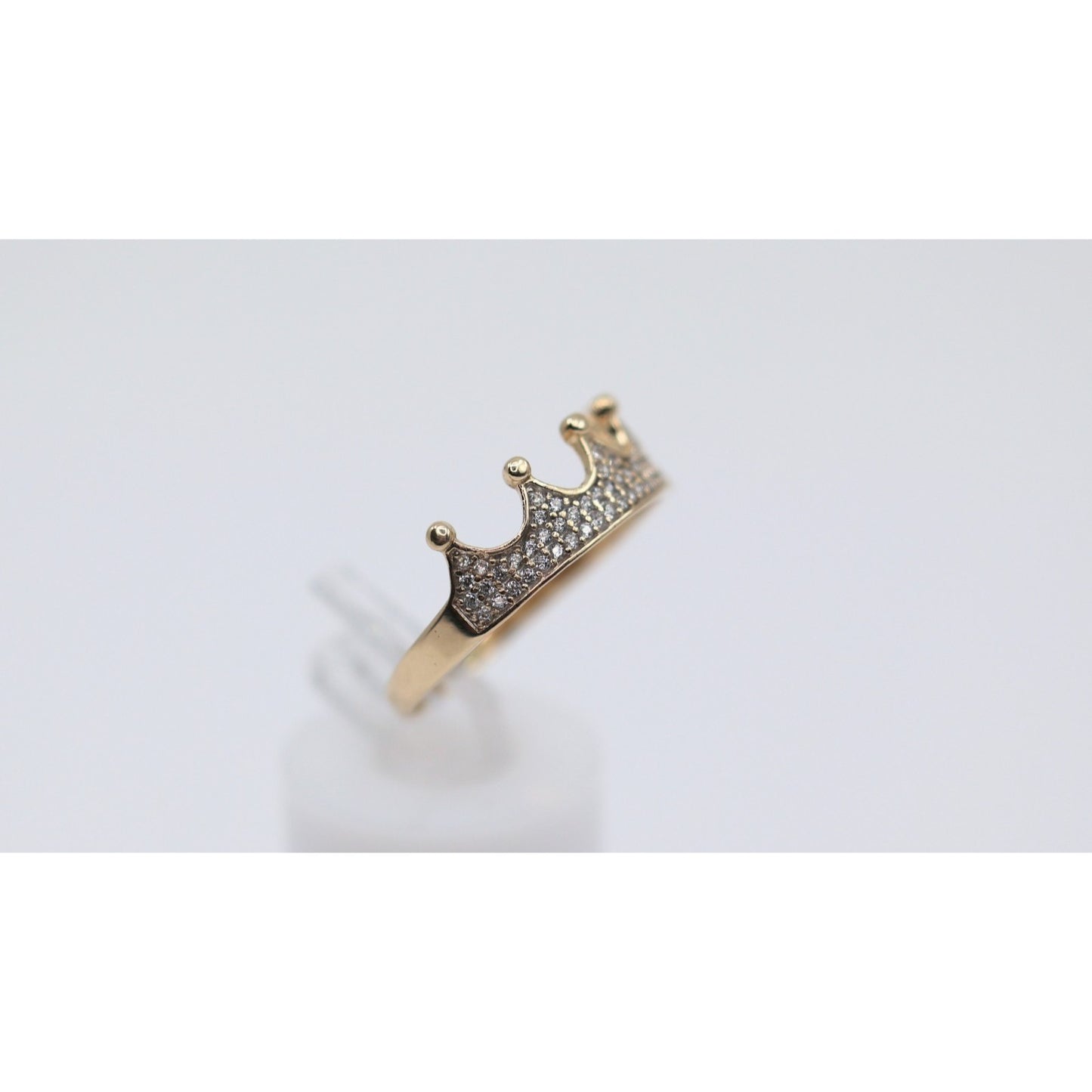 14K Yellow Gold Crown Tiara CZ Ring