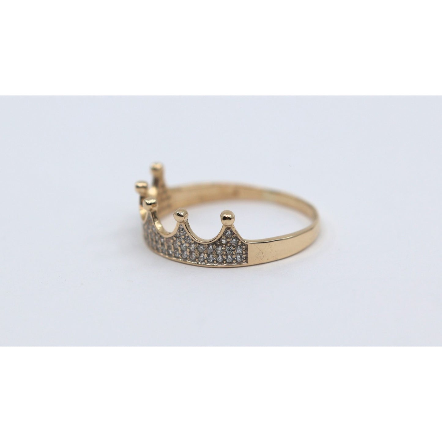 14K Yellow Gold Crown Tiara CZ Ring