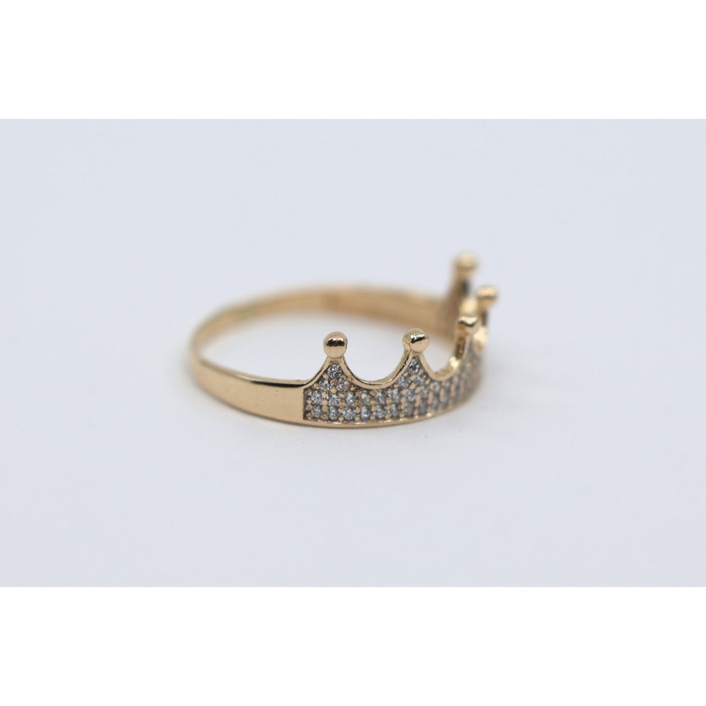 14K Yellow Gold Crown Tiara CZ Ring