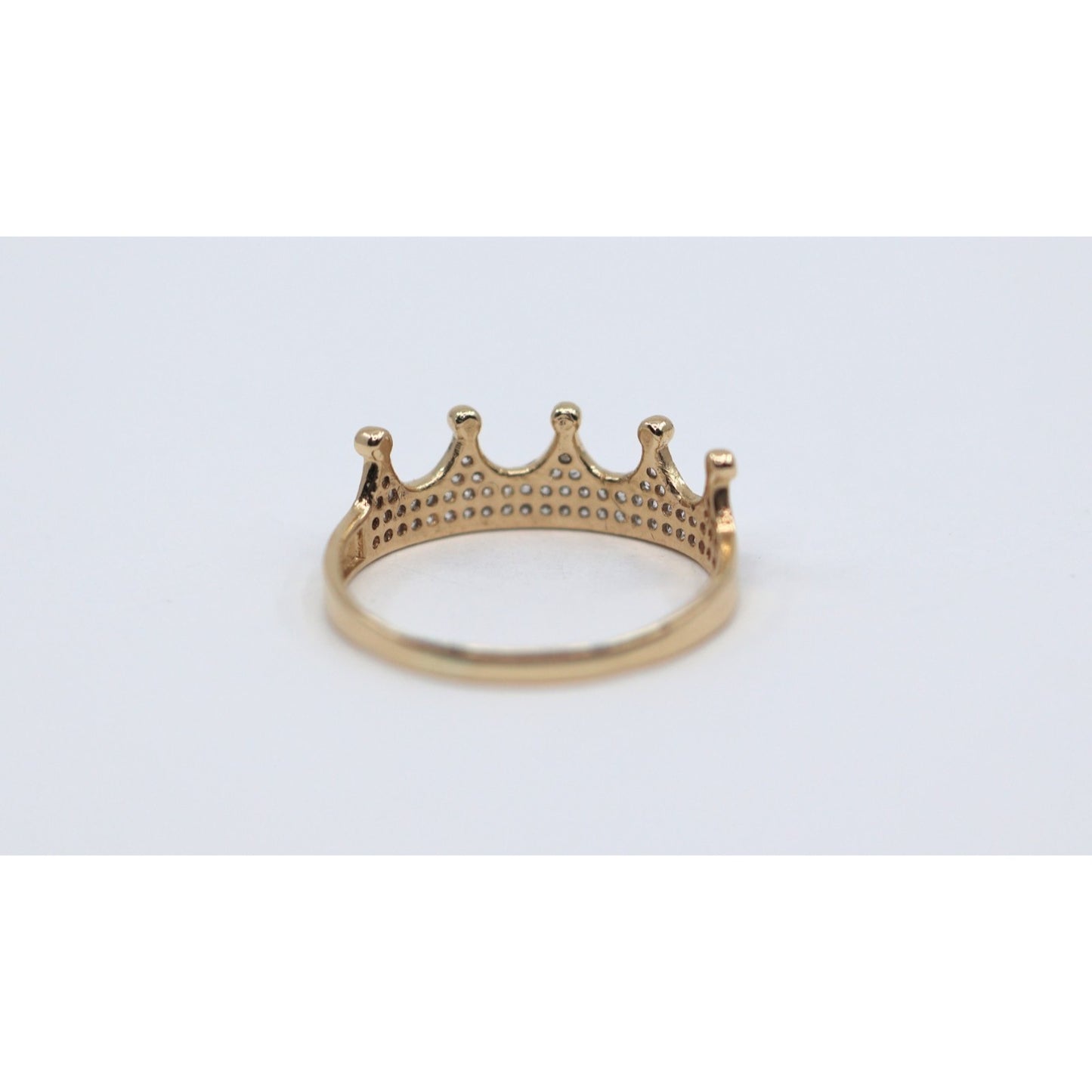 14K Yellow Gold Crown Tiara CZ Ring