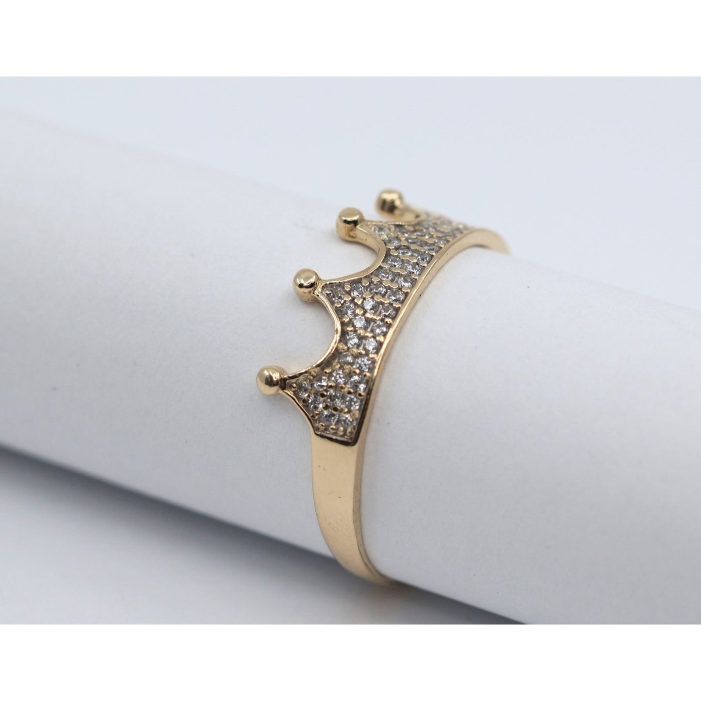 14K Yellow Gold Crown Tiara CZ Ring
