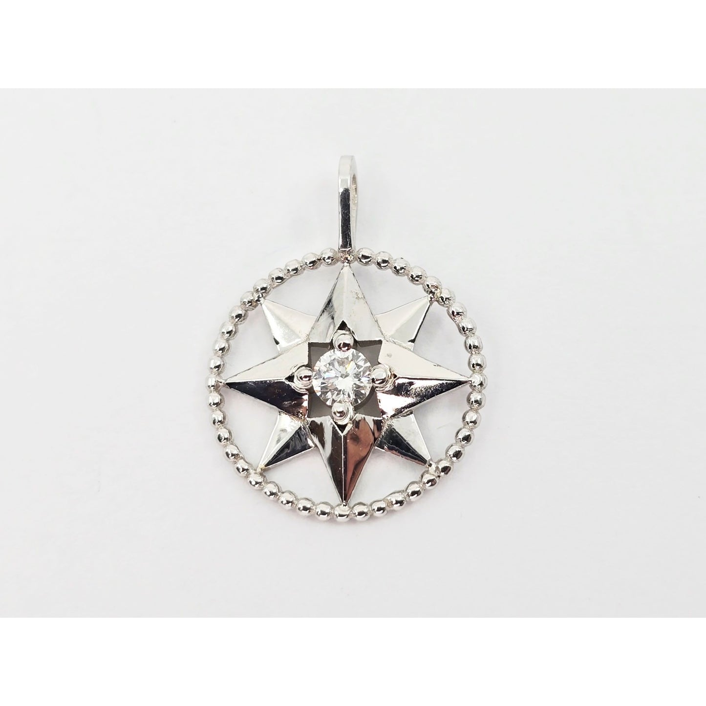 14K White Gold Star Shaped Diamond Charm Pendant
