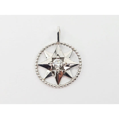 14K White Gold Star Shaped Diamond Charm Pendant
