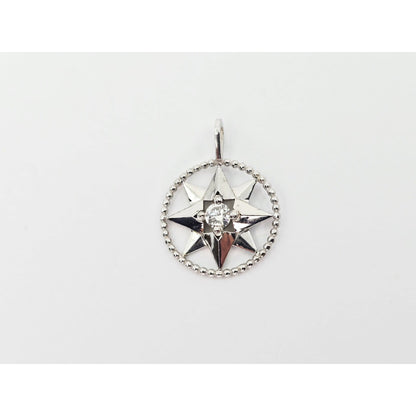 14K White Gold Star Shaped Diamond Charm Pendant