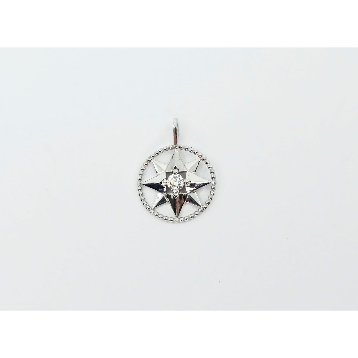 14K White Gold Star Shaped Diamond Charm Pendant