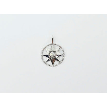 14K White Gold Star Shaped Diamond Charm Pendant
