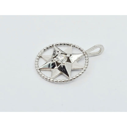 14K White Gold Star Shaped Diamond Charm Pendant