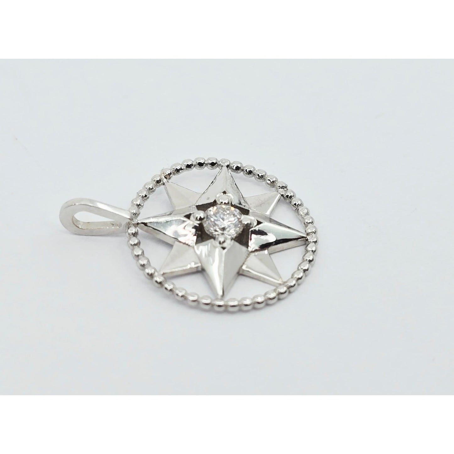 14K White Gold Star Shaped Diamond Charm Pendant