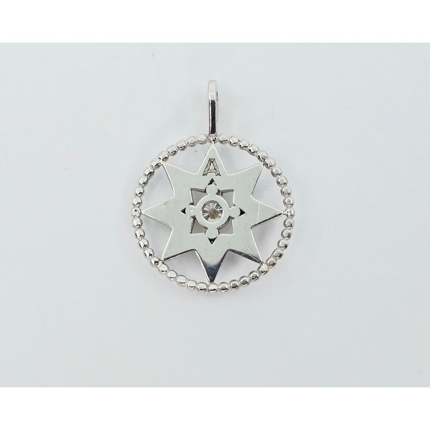 14K White Gold Star Shaped Diamond Charm Pendant