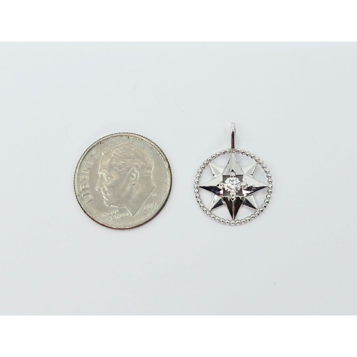 14K White Gold Star Shaped Diamond Charm Pendant